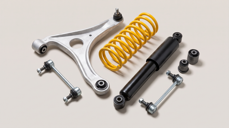 Wishbone, spring, damper and bushes