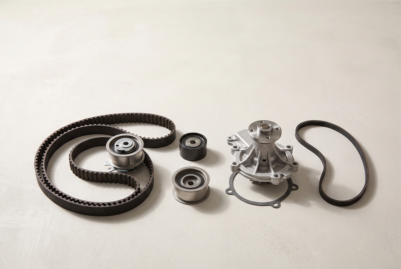 Timing belt kit with water pump and idlers