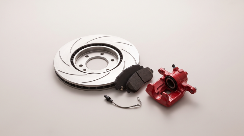 Brake disc, pads, wear sensor and caliper